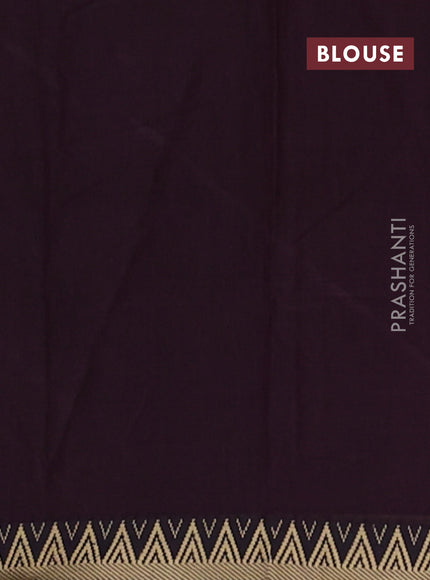 Narayanpet cotton saree deep wine with plain body and temple design thread woven border