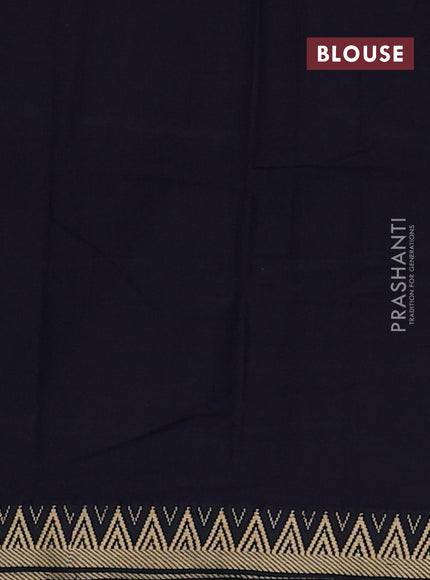 Narayanpet cotton saree navy blue with plain body and temple design thread woven border