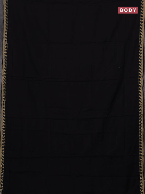 Narayanpet cotton saree black with plain body and temple design thread woven border