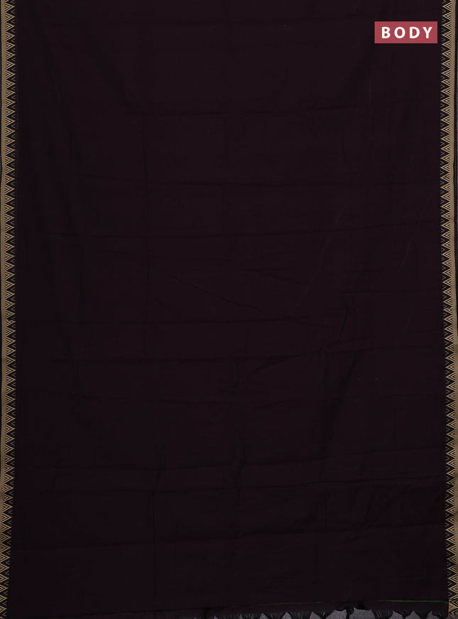 Narayanpet cotton saree deep wine with plain body and temple design thread woven border