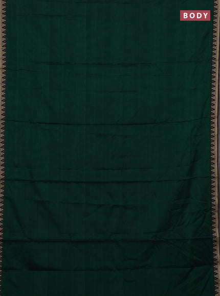 Narayanpet cotton saree green with plain body and temple design thread woven border