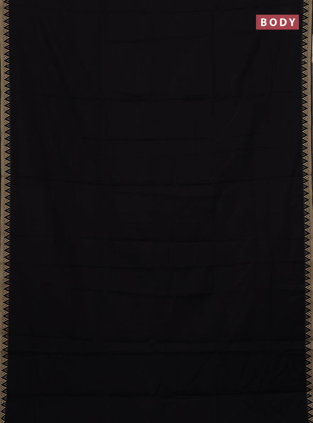 Narayanpet cotton saree black with plain body and temple design thread woven border
