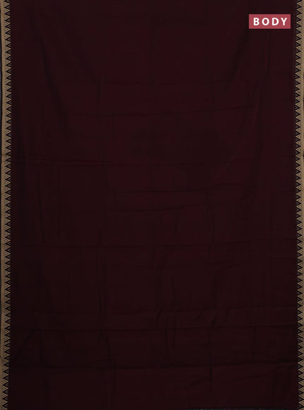Narayanpet cotton saree maroon with plain body and temple design thread woven border