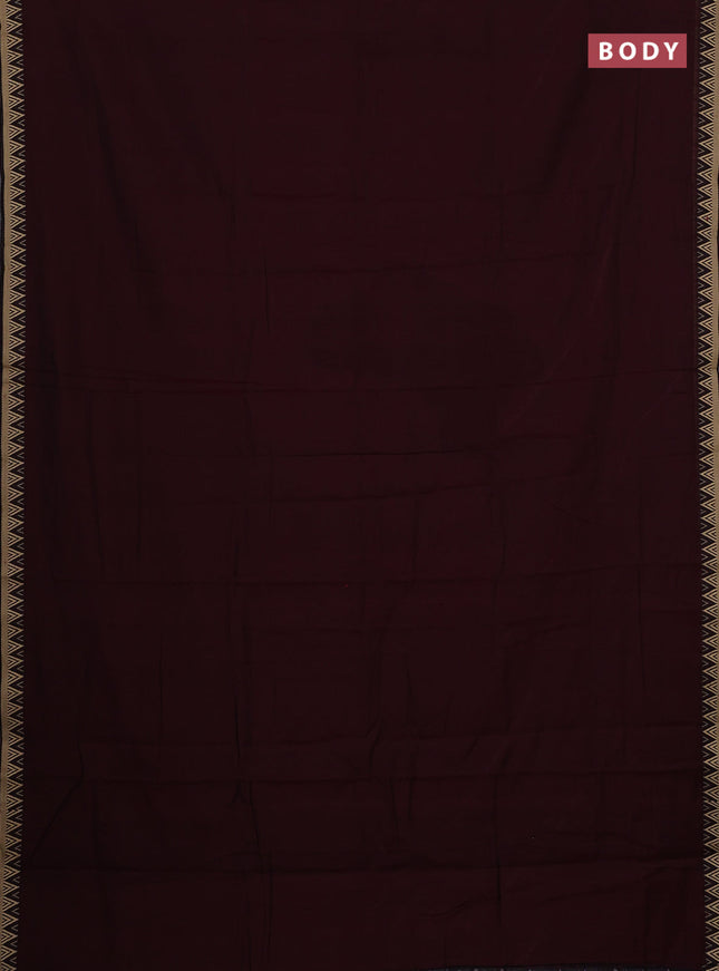 Narayanpet cotton saree maroon with plain body and temple design thread woven border