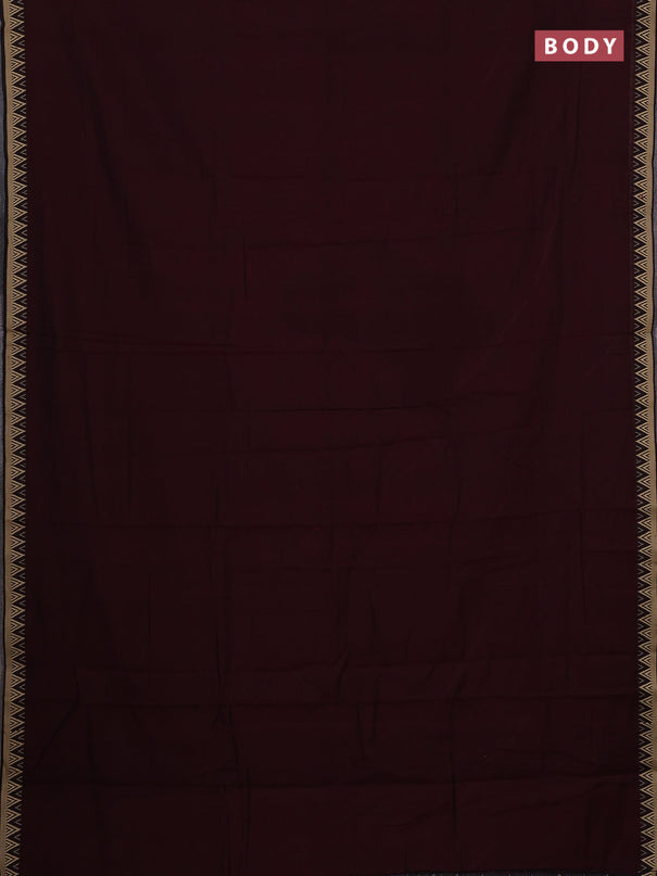 Narayanpet cotton saree maroon with plain body and temple design thread woven border