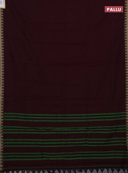 Narayanpet cotton saree maroon with plain body and temple design thread woven border