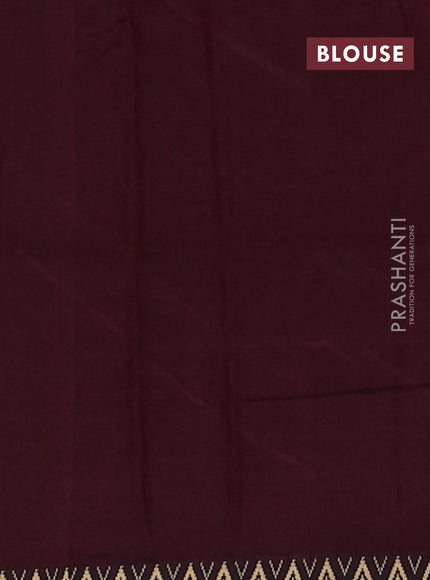Narayanpet cotton saree maroon with plain body and temple design thread woven border