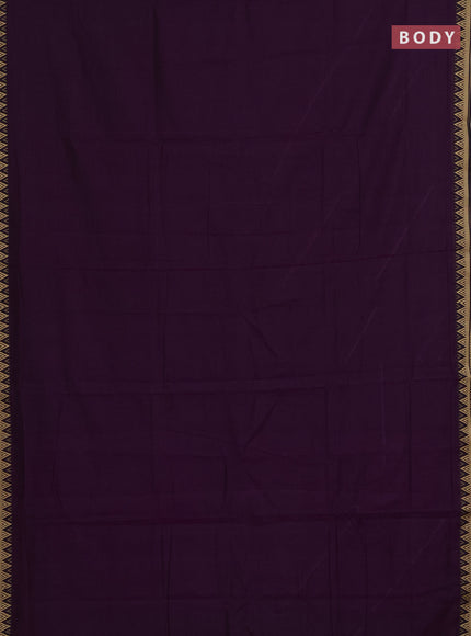 Narayanpet cotton saree purple with plain body and temple design thread woven border