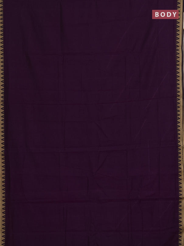 Narayanpet cotton saree purple with plain body and temple design thread woven border