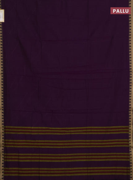 Narayanpet cotton saree purple with plain body and temple design thread woven border