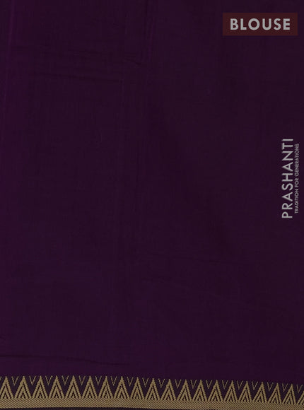 Narayanpet cotton saree purple with plain body and temple design thread woven border