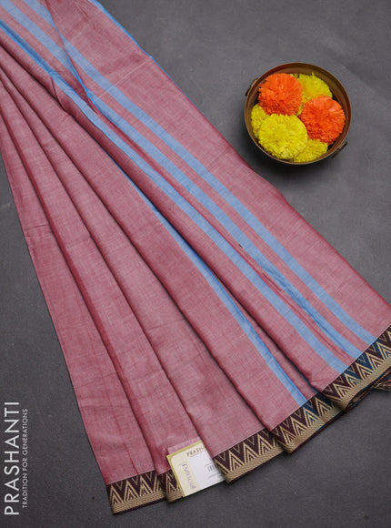 Narayanpet cotton saree maroon shade with plain body and temple design thread woven border