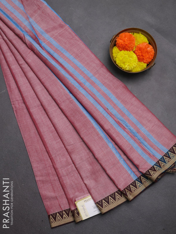 Narayanpet cotton saree maroon shade with plain body and temple design thread woven border