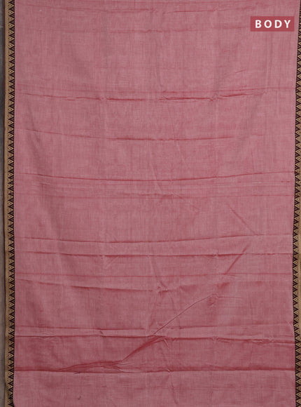 Narayanpet cotton saree maroon shade with plain body and temple design thread woven border