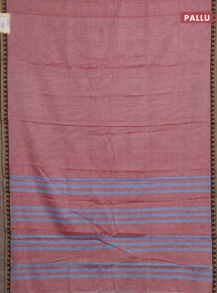 Narayanpet cotton saree maroon shade with plain body and temple design thread woven border