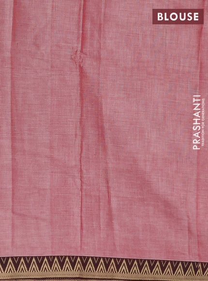 Narayanpet cotton saree maroon shade with plain body and temple design thread woven border