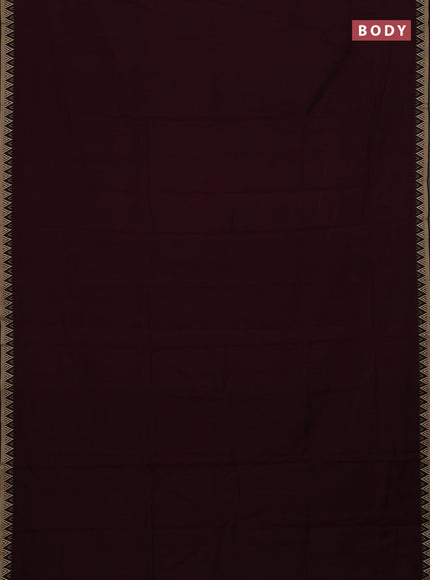 Narayanpet cotton saree deep maroon with plain body and temple design thread woven border