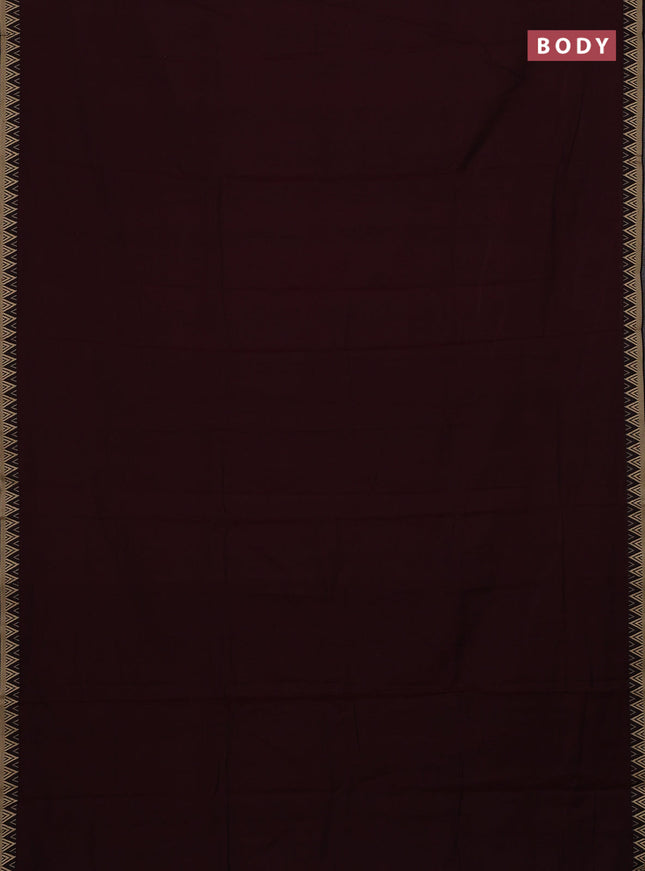 Narayanpet cotton saree deep maroon with plain body and temple design thread woven border