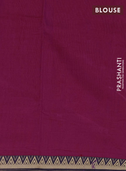 Narayanpet cotton saree magenta pink and deep violet with plain body and temple design thread woven border