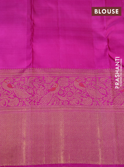 Pure kanchipuram silk saree dual shade of pink and magenta pink with zari woven buttas and long zari woven designer border