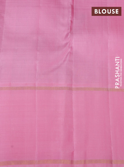 Pure kanchipuram silk saree jamun shade and light pink with allover checks & zari buttas and long rettapet zari woven border