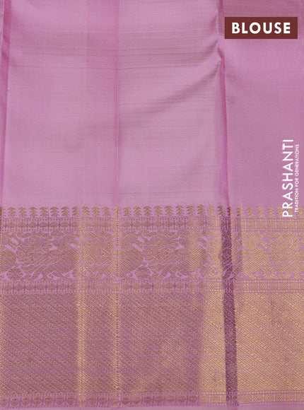 Pure kanchipuram silk saree purple and light pink with rudhraksha & annam zari woven buttas and rich zari woven border