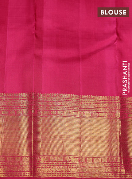 Pure kanchipuram silk saree green and pink with zari woven buttas and rich zari woven border