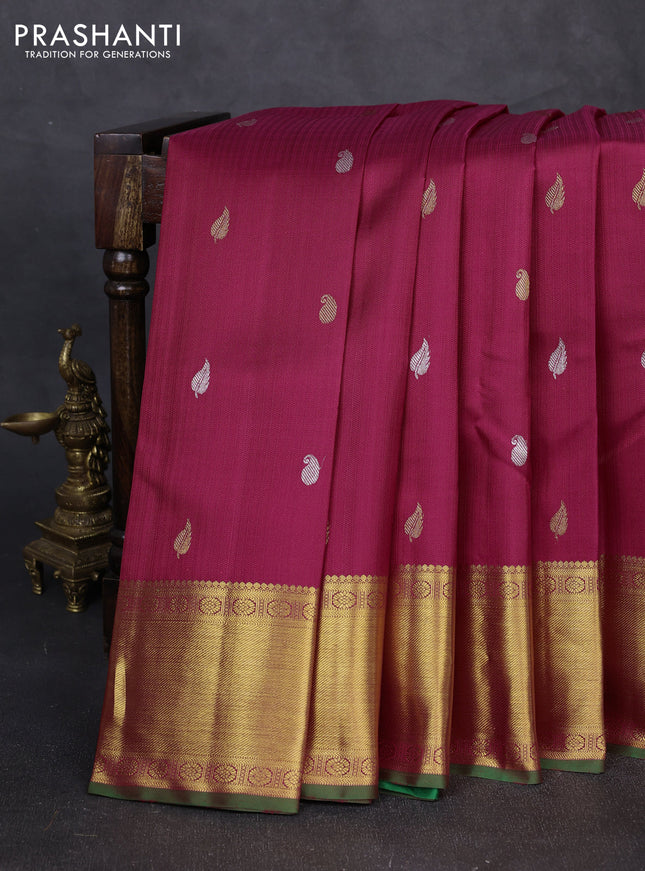 Pure kanchipuram silk saree pink with allover self emboss & zari buttas and rich zari woven border