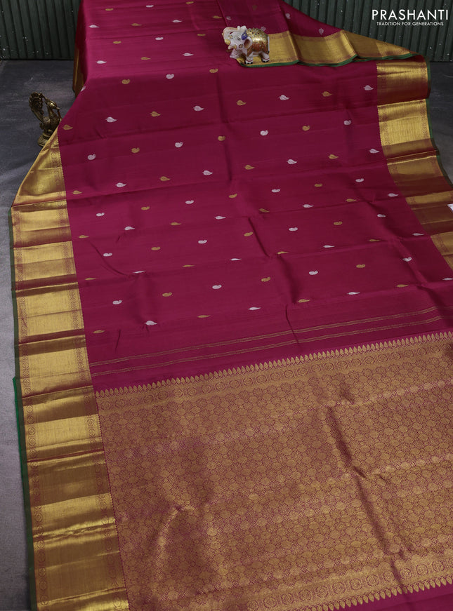 Pure kanchipuram silk saree pink with allover self emboss & zari buttas and rich zari woven border