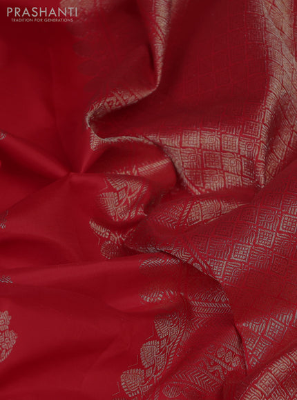 Pure kanchipuram silk saree red with zari woven buttas and zari woven designer border
