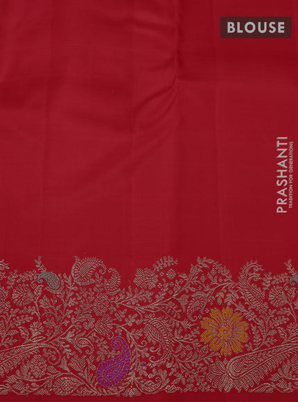 Pure kanchipuram silk saree red with zari woven buttas and zari woven designer border