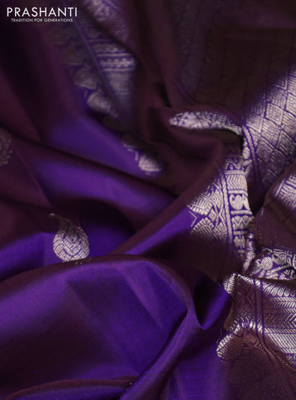Pure kanchipuram silk saree violet with zari woven buttas and zari woven designer border