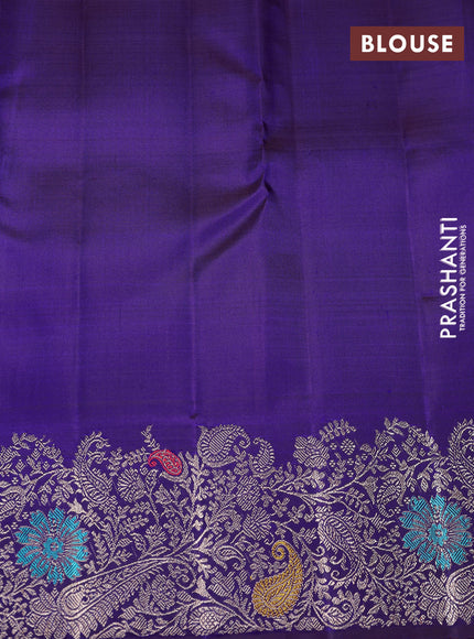 Pure kanchipuram silk saree violet with zari woven buttas and zari woven designer border