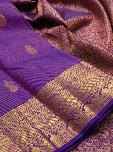 Pure kanchipuram silk saree purple with allover vairaosi pattern & buttas and zari woven border