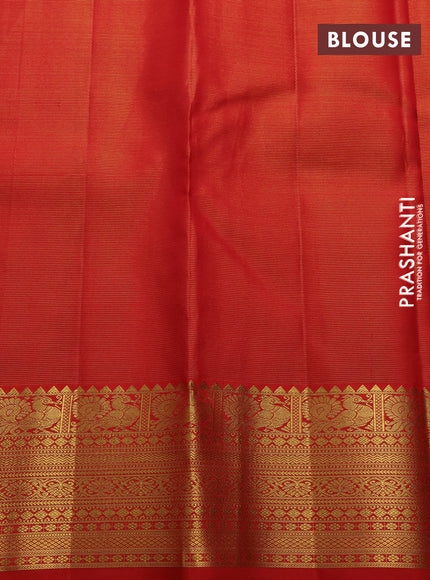 Pure kanchipuram silk saree red with allover vairaosi pattern & buttas and zari woven border