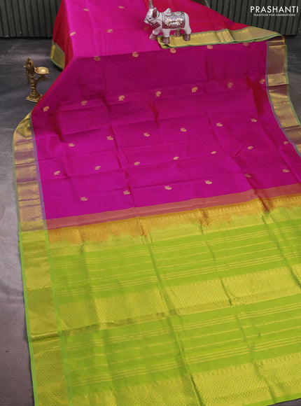 Silk cotton saree dual shade of purple and parrot green with zari woven buttas and zari woven border