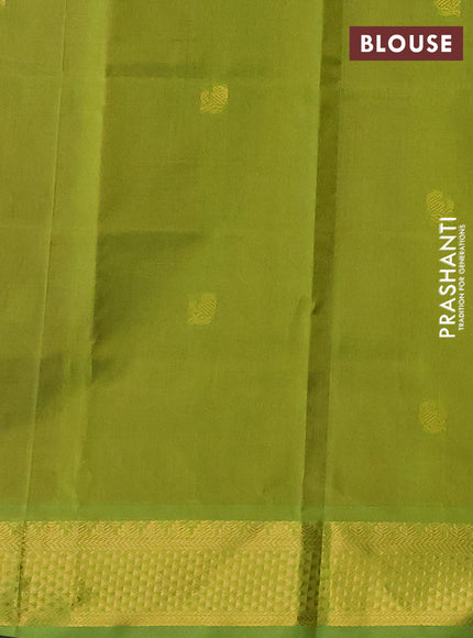 Silk cotton saree dual shade of purple and parrot green with zari woven buttas and zari woven border