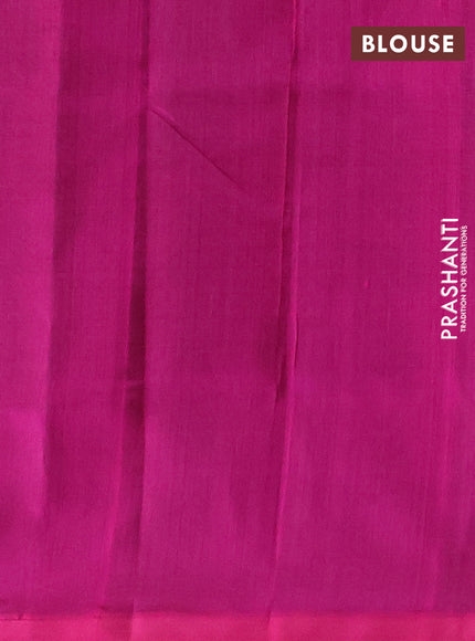 Silk cotton saree green and magenta pink with zari woven buttas and zari woven butta border