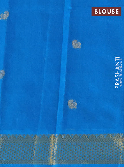 Silk cotton saree blue and cs blue with zari woven buttas and zari woven border