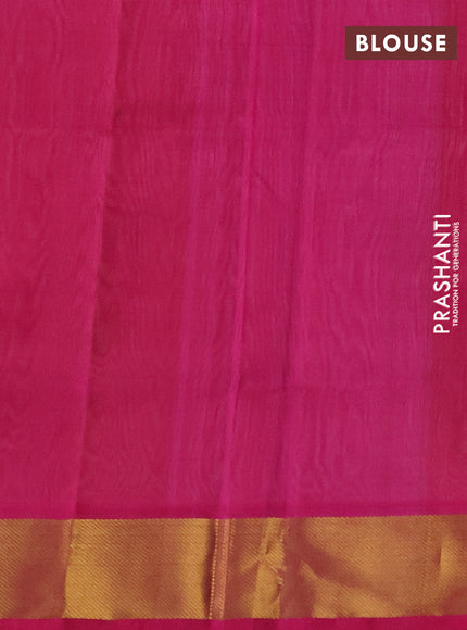 Silk cotton saree sandal and pink with zari woven temple buttas and zari woven border