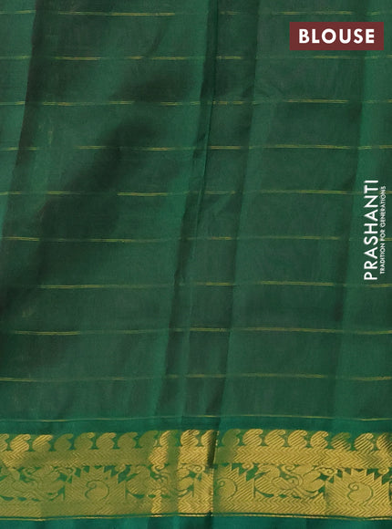 Silk cotton saree pink and green with allover zari checks & buttas and zari woven border