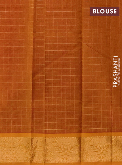 Silk cotton saree red and dark mustard with allover lakshadeepam pattern and zari woven border