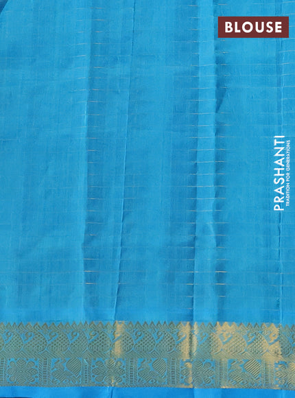 Silk cotton saree bottle green and cs blue with allover lakshadeepam pattern and zari woven border