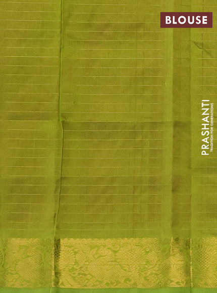 Silk cotton saree pink and light green with allover lakshadeepam pattern and zari woven border