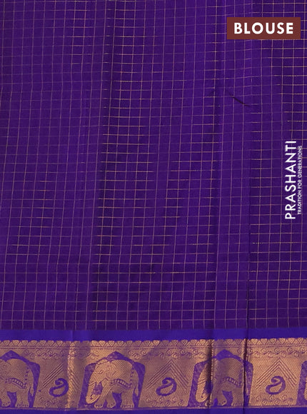 Silk cotton saree cs blue and magenta pink with allover lakshadeepam pattern and zari woven border
