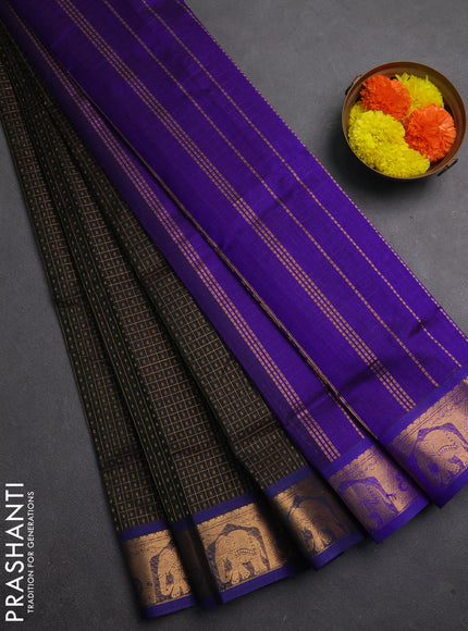 Silk cotton saree deep violet and violet with allover lakshadeepam pattern and zari woven border