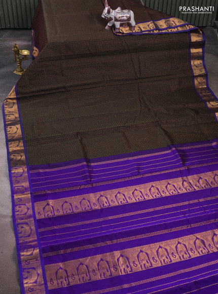 Silk cotton saree deep violet and violet with allover lakshadeepam pattern and zari woven border
