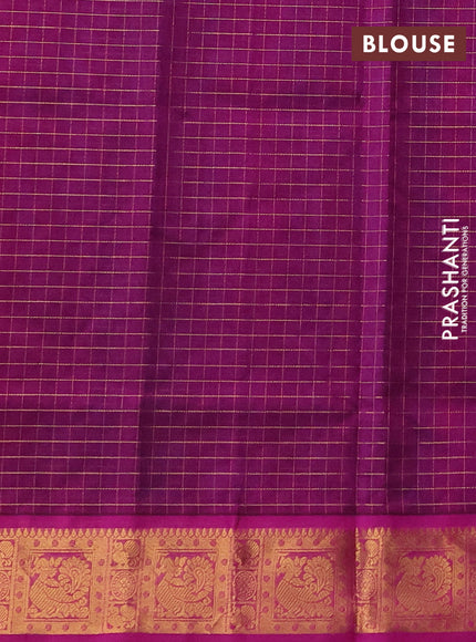 Silk cotton saree bottle green and violet with allover lakshadeepam pattern and zari woven border