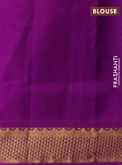 Silk cotton saree teal blue and purple with allover self emboss jacquard and zari woven border