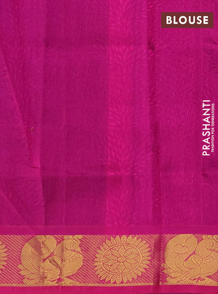 Silk cotton saree violet and pink with allover self emboss jacquard and zari woven border